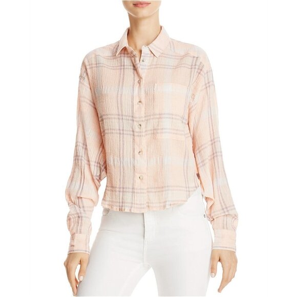 Free People Paradise Garden Cropped Cutie Button Up Shirt Size Small - Picture 2 of 8